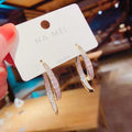 Korean Design Cross Drop Earrings For Women, Front Back Wear Geometric Zircon Earrings view 3