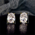 Classic Pigeon Egg Four Prong Cubic Zirconia Stud Earrings For Women Sparkling OL Fashion Ear Jewelry view 4