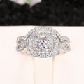 European American Popular Cross Stack Ring Set, Micro Setting Wedding Couple Engagement Proposal Rings view 3