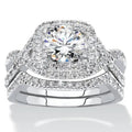 European American Popular Cross Stack Ring Set, Micro Setting Wedding Couple Engagement Proposal Rings view 1