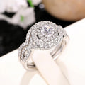 European American Popular Cross Stack Ring Set, Micro Setting Wedding Couple Engagement Proposal Rings view 2