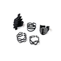 Light Luxury Geometric Ring Set With Metallic Wing Hollow Design, Fashion Commuter Hand Jewelry view 5