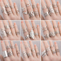 Light Luxury Geometric Ring Set With Metallic Wing Hollow Design, Fashion Commuter Hand Jewelry view 3