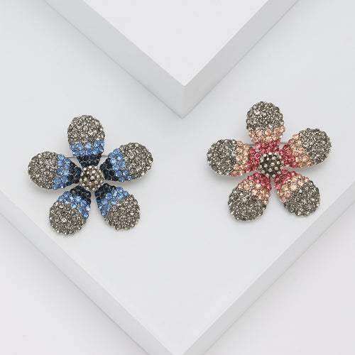 Delicate Alloy Gradient Rhinestone Flower Brooch Pin For Fashion Apparel