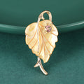 Gold Plated Alloy Shell Leaf Brooch Elegant Lapel Pin For Suits view 1