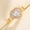 Exaggerated Heart Shape Zircon Ring For Women, Sparkling Valentine Proposal Engagement Gift view 3