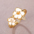 Korean Fairy Style Camellia Flower Ring Sweet Girl Group Inspired Statement Jewelry view 1
