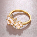 Korean Fairy Style Camellia Flower Ring Sweet Girl Group Inspired Statement Jewelry view 4
