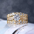 Women's Gold Wedding Ring With Bright Crystal Zircon, Modern Engagement Party Jewelry view 3