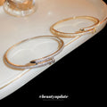 Gold Plated Copper Zircon Geometric Bangle For Women Light Luxury Minimalist Circular Jewelry view 3