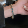 Rhinestone Inlaid Alloy Geometric Line Beaded Bracelet, European American Fashion Jewelry view 4