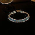 Rhinestone Inlaid Alloy Geometric Line Beaded Bracelet, European American Fashion Jewelry view 3