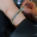 Rhinestone Inlaid Alloy Geometric Line Beaded Bracelet, European American Fashion Jewelry view 2