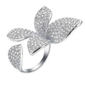Luxury Butterfly Flower Open Ring For Women, Full Pave Zircon Statement Finger Jewelry view 5