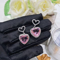 Pink 3D Large Zircon Stud Earrings For Women Sweet Cute Style Qixi Gift Jewelry view 1