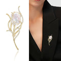 Copper Zircon Shell Feather Brooch Pin For Classical Anti Exposure Styling view 2