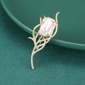 Copper Zircon Shell Feather Brooch Pin For Classical Anti Exposure Styling view 3
