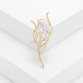 Copper Zircon Shell Feather Brooch Pin For Classical Anti Exposure Styling view 4
