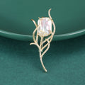 Copper Zircon Shell Feather Brooch Pin For Classical Anti Exposure Styling view 1