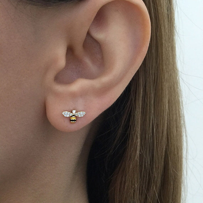 Exquisite Mini Cute Bee Stud Earrings Korean Pastoral Fresh Summer Design Ear Jewelry