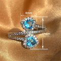 Two Way Heart Ring For Women, Romantic Valentine's Day Gift Couple Love Finger Ring Jewelry view 5