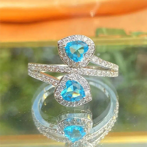Two Way Heart Ring For Women, Romantic Valentine's Day Gift Couple Love Finger Ring Jewelry