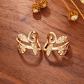 Korean Trendy Clip On Earrings, Simple Floral Pine Leaf Design Painless Ear Clips For Women view 2