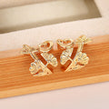 Korean Trendy Clip On Earrings, Simple Floral Pine Leaf Design Painless Ear Clips For Women view 4