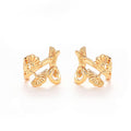 Korean Trendy Clip On Earrings, Simple Floral Pine Leaf Design Painless Ear Clips For Women view 3