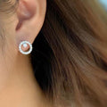Korean Style Geometric Circle Stud Earrings, Small Minimalist Celebrity Inspired Jewelry view 1