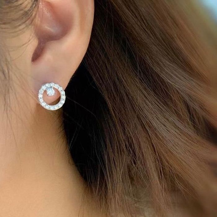 Korean Style Geometric Circle Stud Earrings, Small Minimalist Celebrity Inspired Jewelry