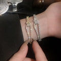 Minimalist Copper Zircon Geometric Cross Open Bangle Light Luxury Fashion Jewelry view 4