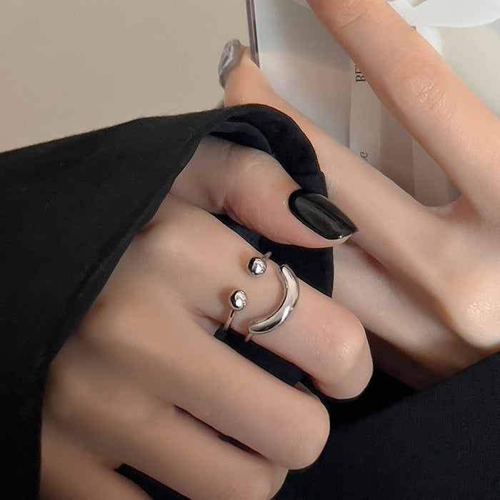 Smiley Face Double Layer Open Ring For Women