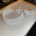 Four Layer Faux Pearl Choker Necklace French Vintage Light Luxury Collarbone Jewelry For Women view 2