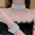Four Layer Faux Pearl Choker Necklace French Vintage Light Luxury Collarbone Jewelry For Women view 1
