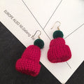 Knitted Winter Hat Novelty Drop Earrings in Five Styles view 2