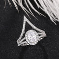 New Fashion V Shaped Proposal Ring For Women, Sparkling Wedding Accessory Gift Ring view 2
