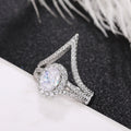 New Fashion V Shaped Proposal Ring For Women, Sparkling Wedding Accessory Gift Ring view 3