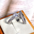 Full Pave Round Simulated Diamond Ring Set For Women New Engagement Wedding Anniversary Ring view 4