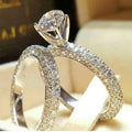 Full Pave Round Simulated Diamond Ring Set For Women New Engagement Wedding Anniversary Ring view 1