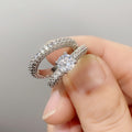 Full Pave Round Simulated Diamond Ring Set For Women New Engagement Wedding Anniversary Ring view 3