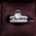 Full Pave Round Simulated Diamond Ring Set For Women New Engagement Wedding Anniversary Ring view 5