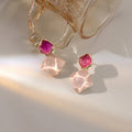 Elegant Colorful Enamel Square Stud Drop Acrylic Diamond Shape Shimmer Statement Earrings view 4