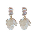 Gold Plated Shell Flower Tassel Drop Earrings With Silver Pins French Vintage Light Luxury Jewelry view 5