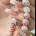 Korean Style Colorful Crackle Glass Round Beaded Bracelet Gradient Elastic Light Luxury Jewelry view 1