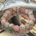 Korean Style Colorful Crackle Glass Round Beaded Bracelet Gradient Elastic Light Luxury Jewelry view 4