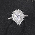 Gorgeous Fashion Proposal Ring With Pear Shaped Zircon Silver Tone Elegant Evening Jewelry For Women view 2