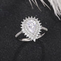 Gorgeous Fashion Proposal Ring With Pear Shaped Zircon Silver Tone Elegant Evening Jewelry For Women view 3