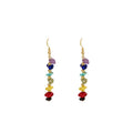 Bohemian Handmade Seven Color Irregular Chip Stone Alloy Wire Wrapped Long Dangle Drop Earrings view 5
