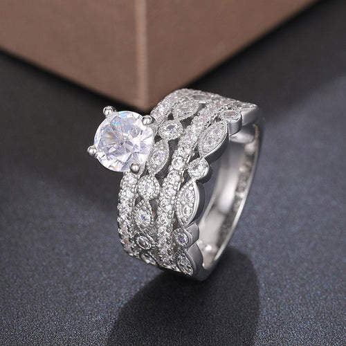Luxury Statement Ring For Women, Inlaid Marquise Zircon Oversized European Style Accessory